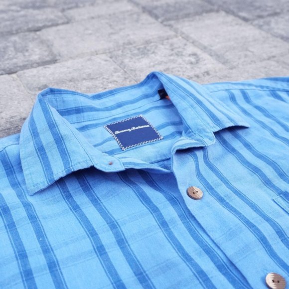 Tommy Bahama Mens Hawaiian Shirt Size Large Blue - Picture 2 of 6